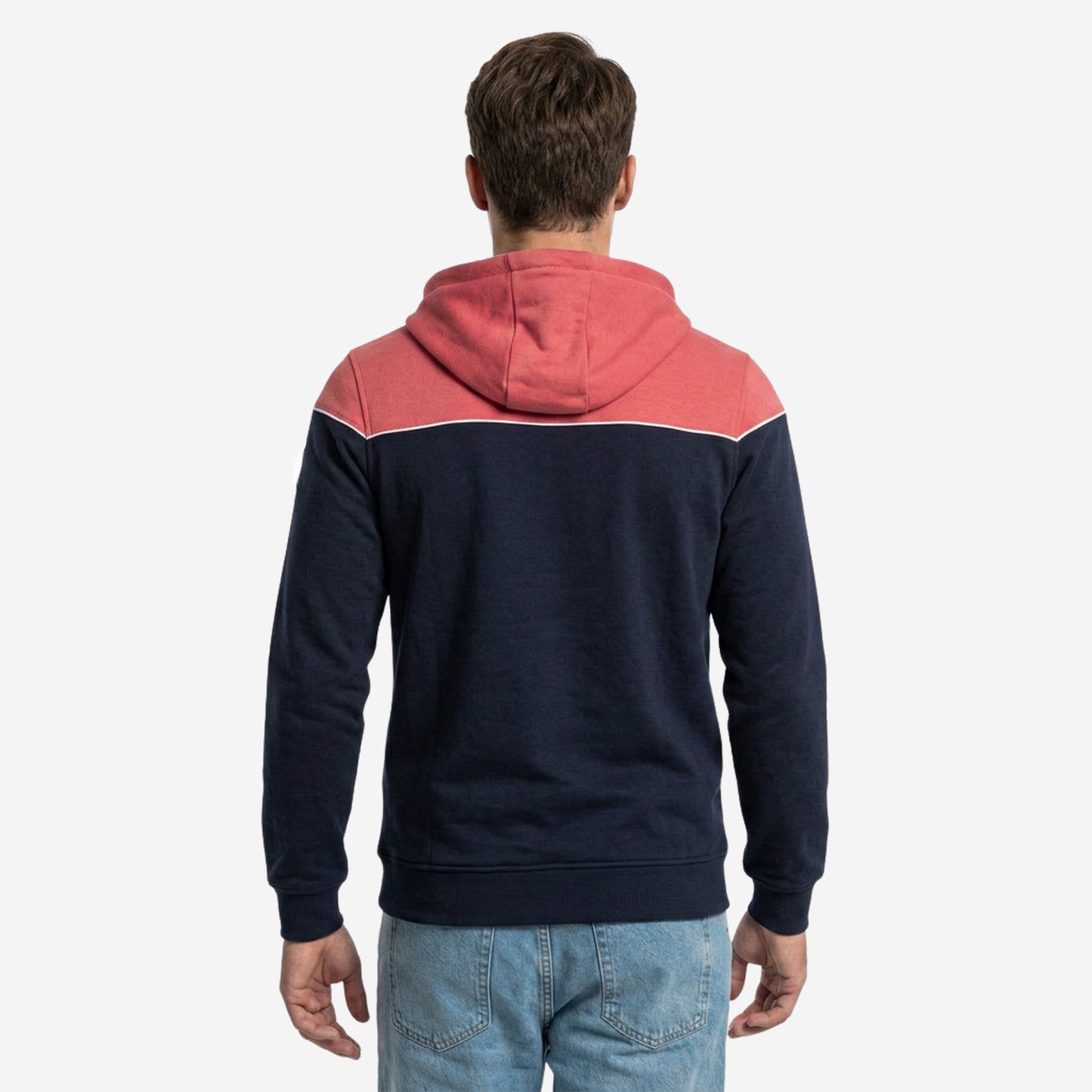 Relaxed Fit Printed Zip-Through Hoodie for Men (Navy)