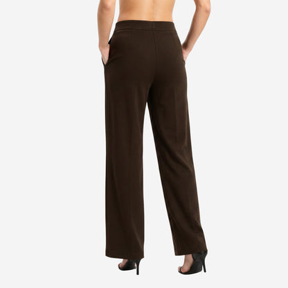 Women Solid Coffee Straight Pants