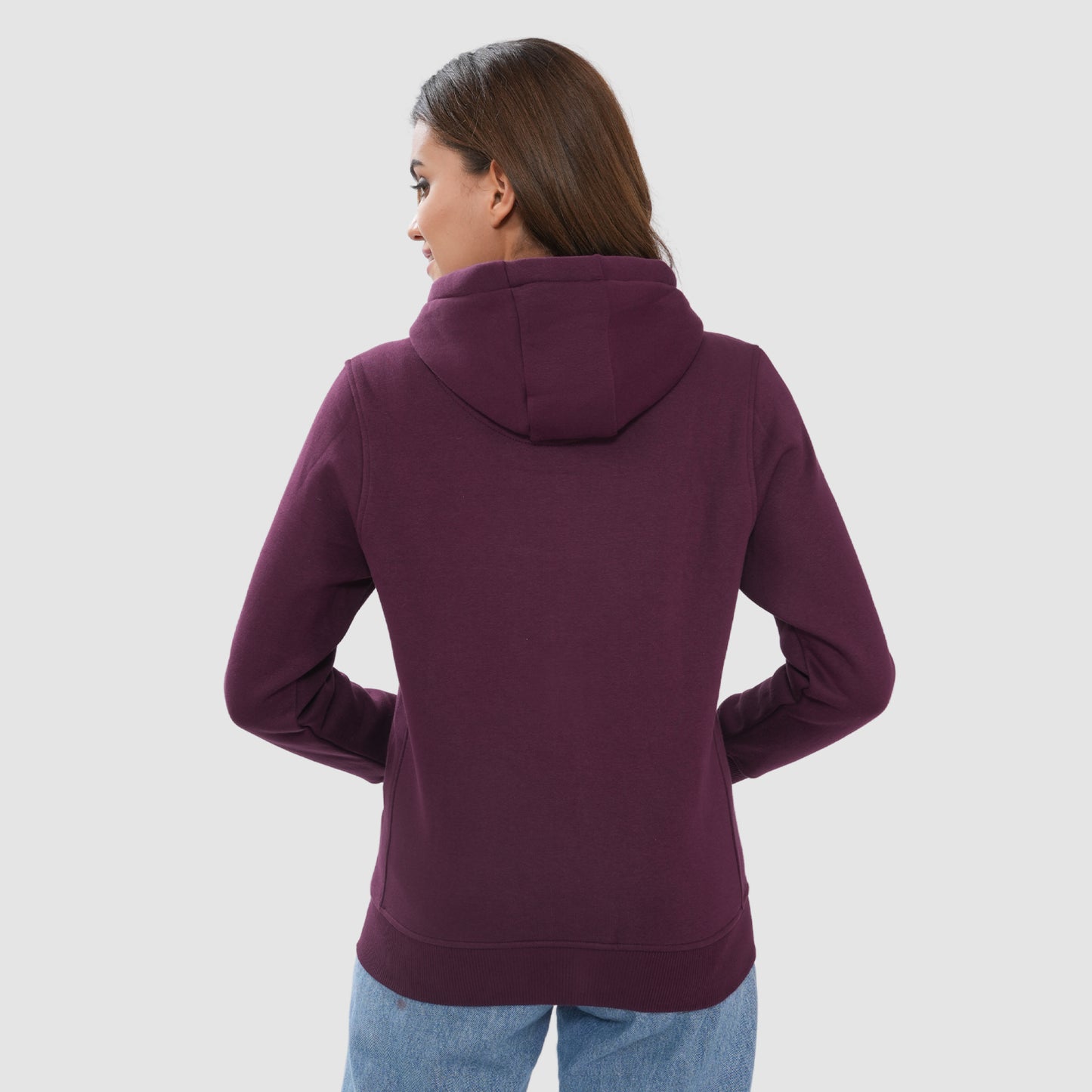 Women's Solid Zipper Hooded Sweatshirt