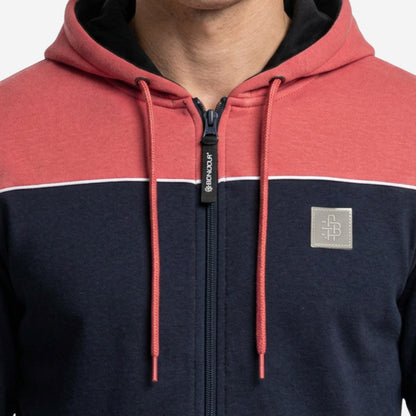 Relaxed Fit Printed Zip-Through Hoodie for Men (Navy)