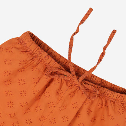 Women Printed Rayon Relaxed-Fit Lounge Pyjama Pants - Orange