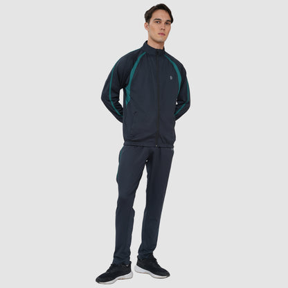 Men’s Navy Blue Track Suit with Contrast Green Panels