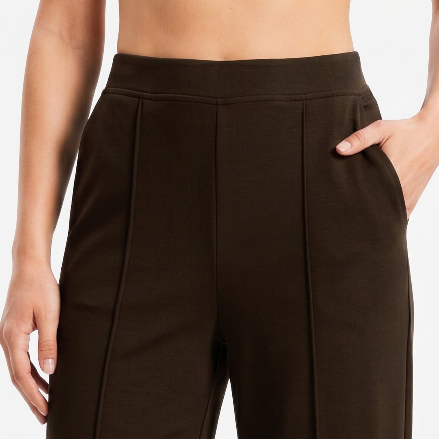 Women Solid Coffee Straight Pants