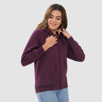 Women's Solid Zipper Hooded Sweatshirt