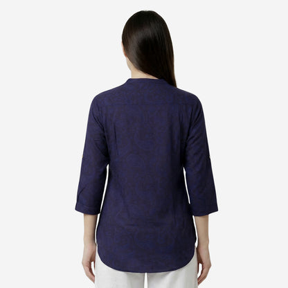 Blue Women Floral Printed Short Kurti – Stylish & Comfortable (Pack of 1)