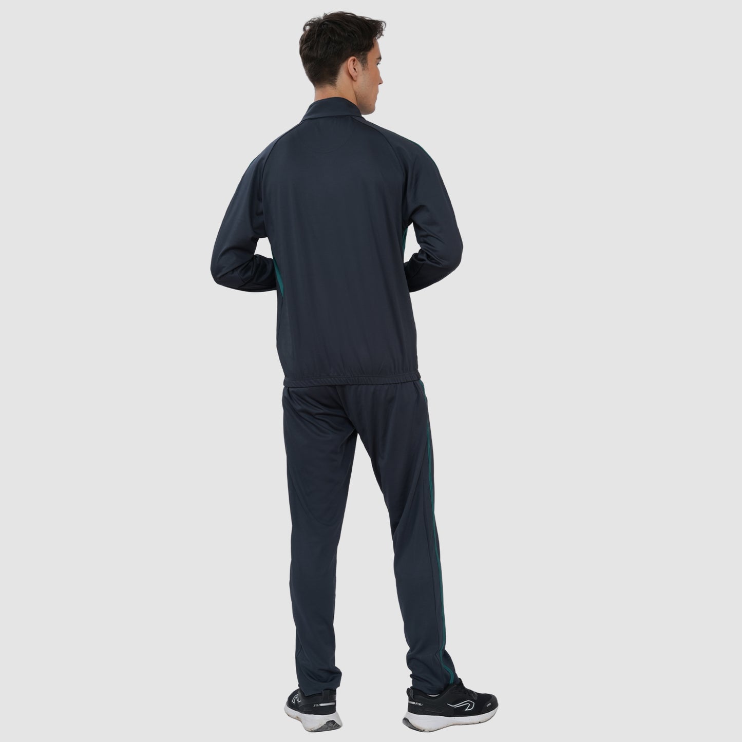Men’s Navy Blue Track Suit with Contrast Green Panels