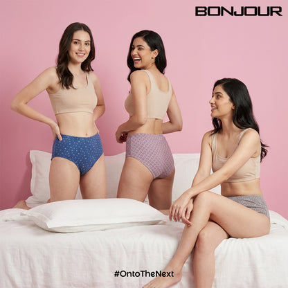Women's Cotton Mid-Waist Full Coverage Printed Hipster Panties - (Pack of 3)