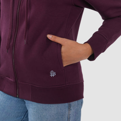 Women's Solid Zipper Hooded Sweatshirt