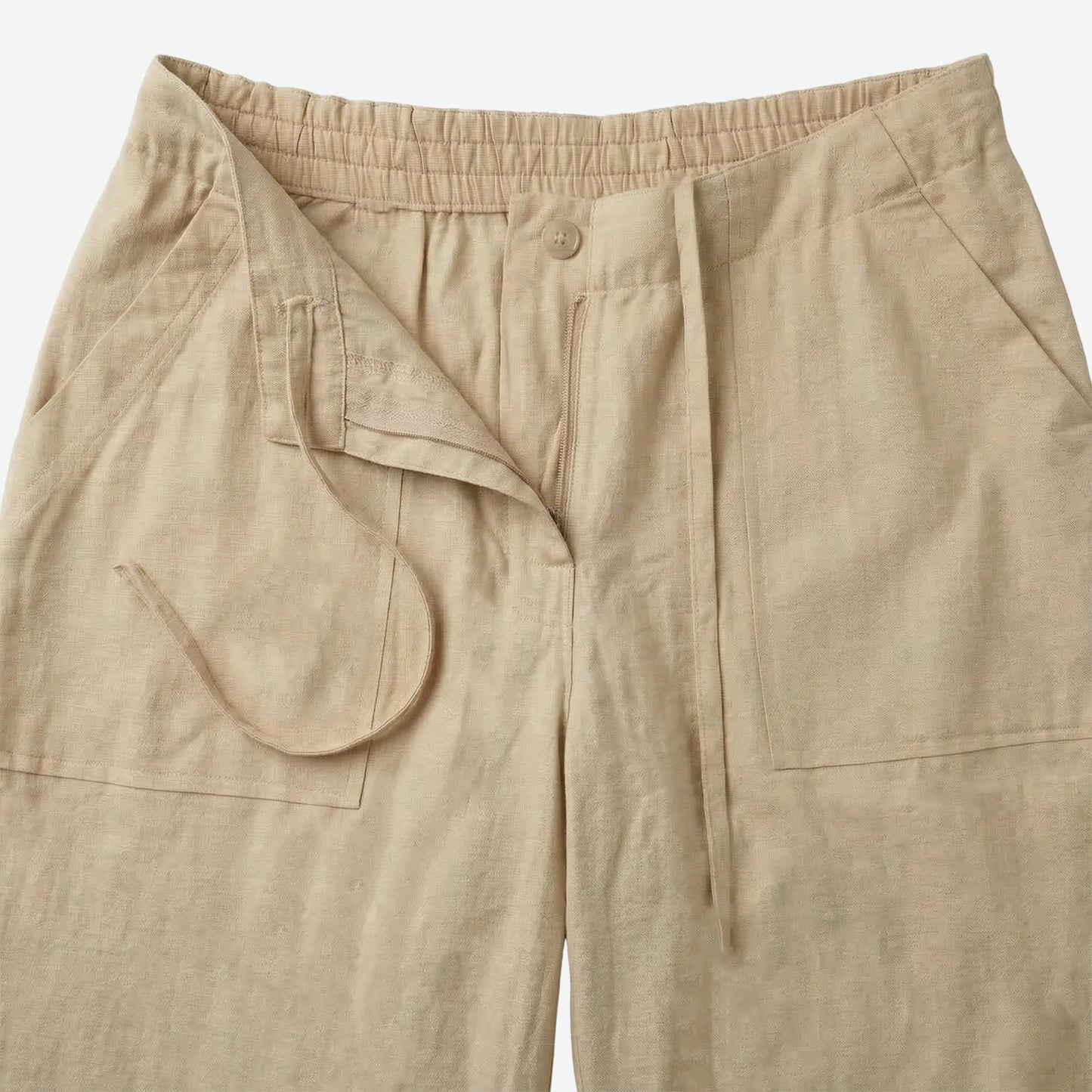Women Linen Comfort Pants-(Beige)