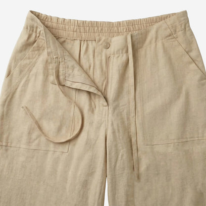 Women Linen Comfort Pants-(Beige)