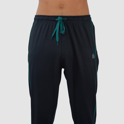 Men’s Navy Blue Track Suit with Contrast Green Panels