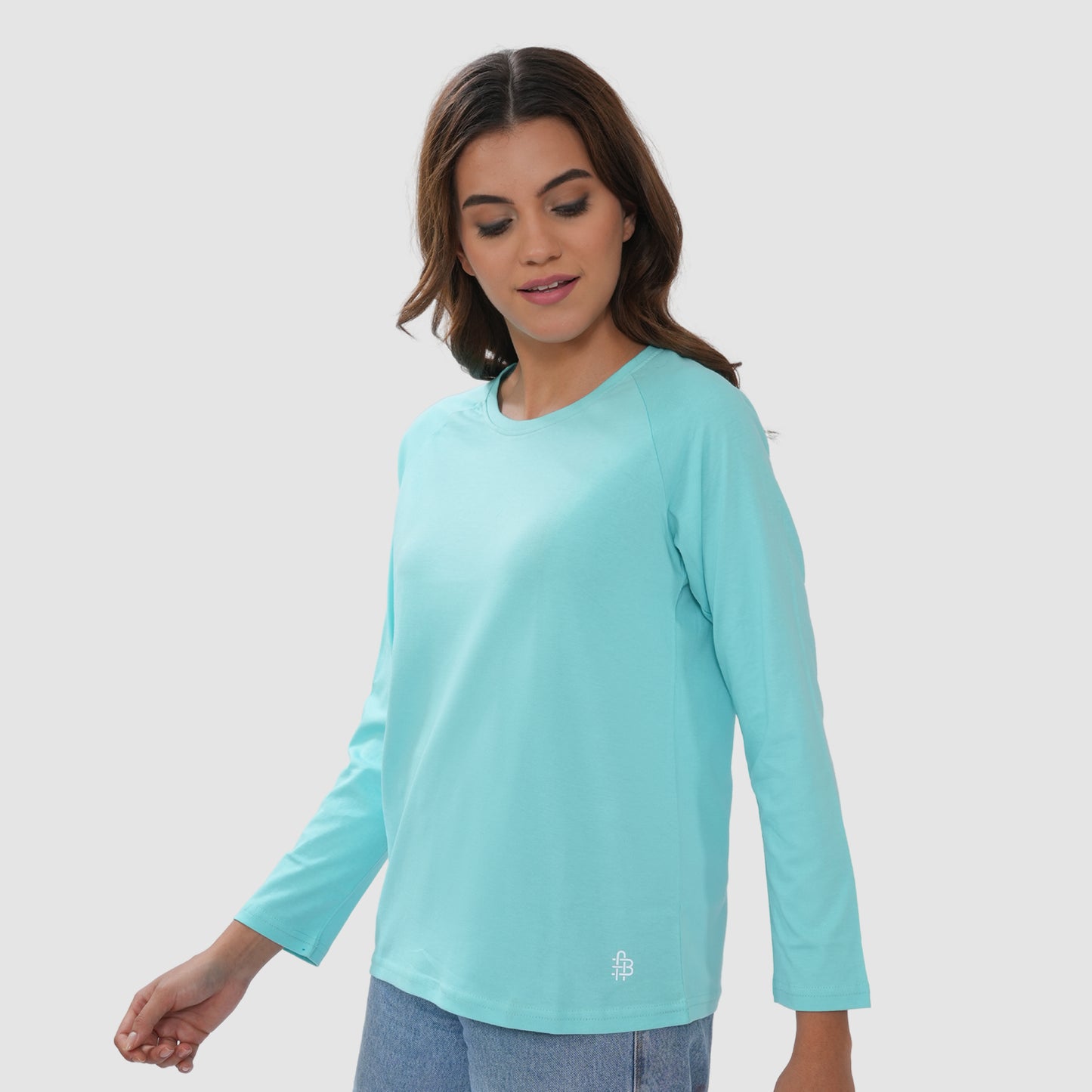 Women Round Neck Lounge Wear Printed Tee- Comfort Fit - Aruba blue
