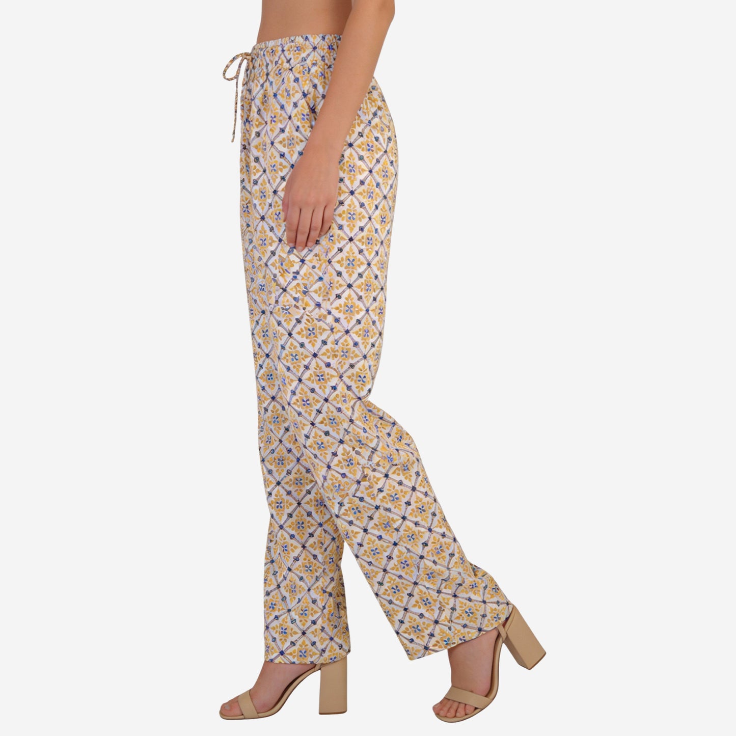 Women Printed Rayon Relaxed-Fit Lounge Pyjama Pants - White