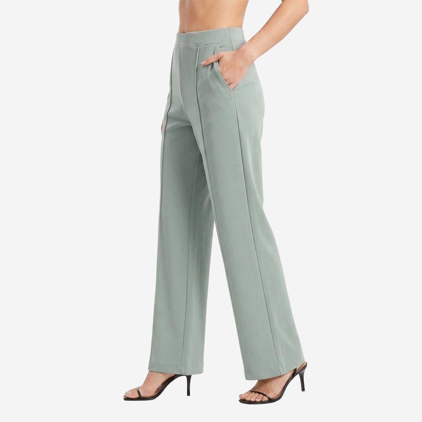 Women Solid Lt.Grey Straight Pants
