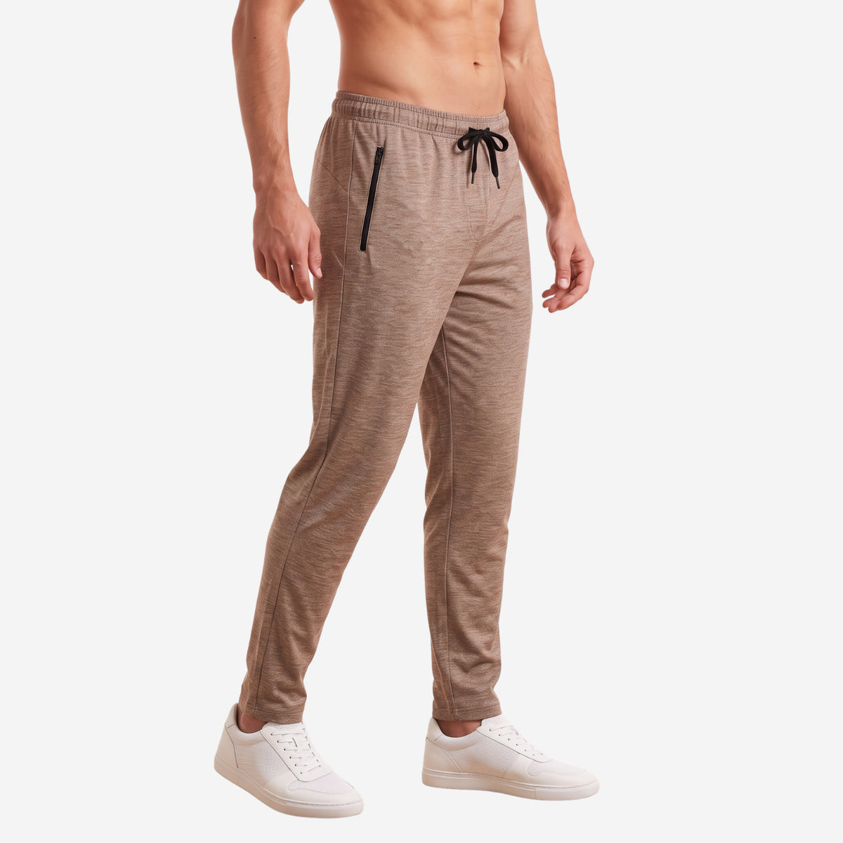 Bonjour Men’s Athletic Track Pants | Polyester Blend Sports Joggers with Drawstring Waist & 2 Zipper Pockets | Gym, Running & Workout Pants