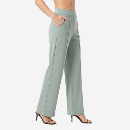 Women Solid Lt.Grey Straight Pants