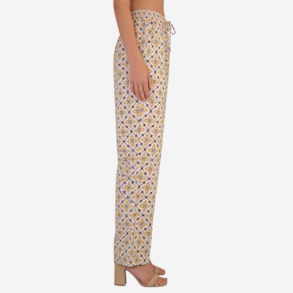 Women Printed Rayon Relaxed-Fit Lounge Pyjama Pants - White