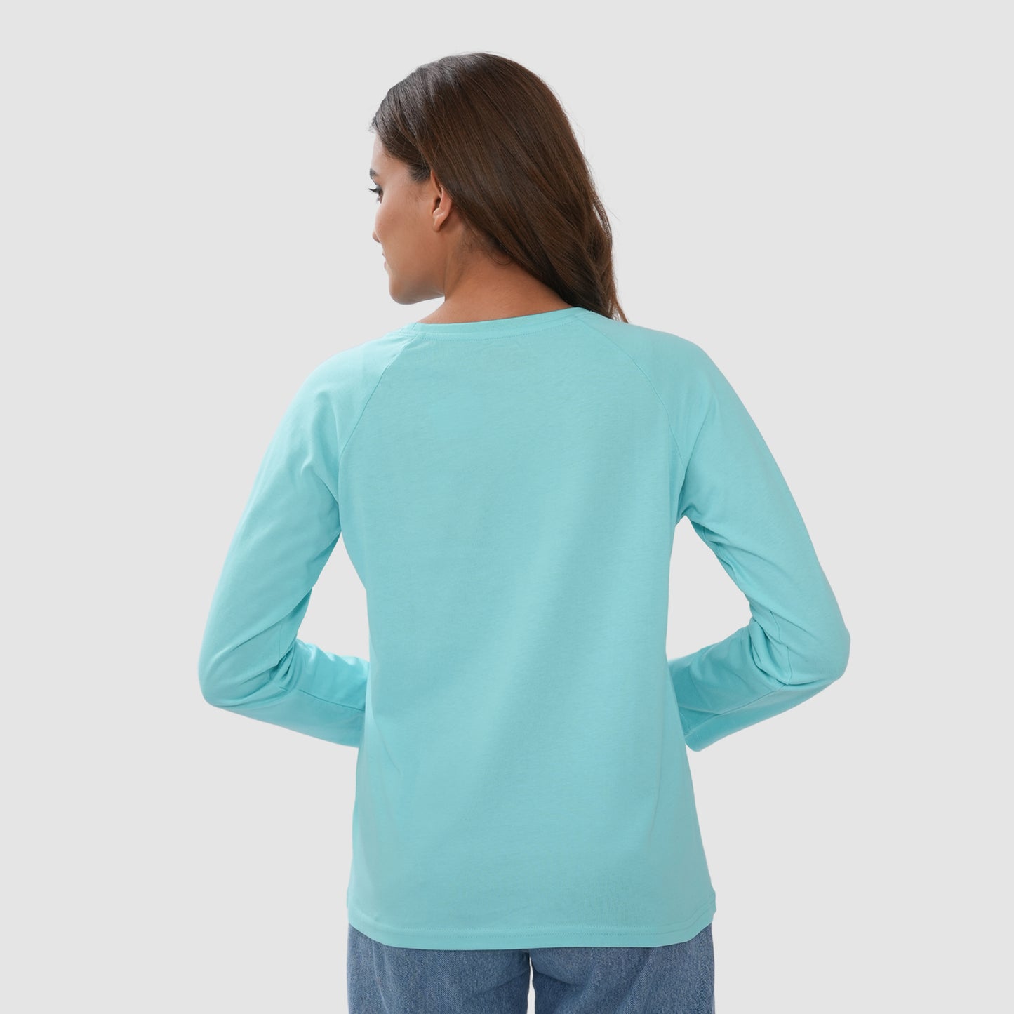 Women Round Neck Lounge Wear Printed Tee- Comfort Fit - Aruba blue
