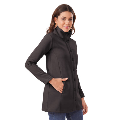 Women Winter High Neck Long Coat (Anthra Grey)