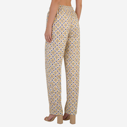 Women Printed Rayon Relaxed-Fit Lounge Pyjama Pants - White