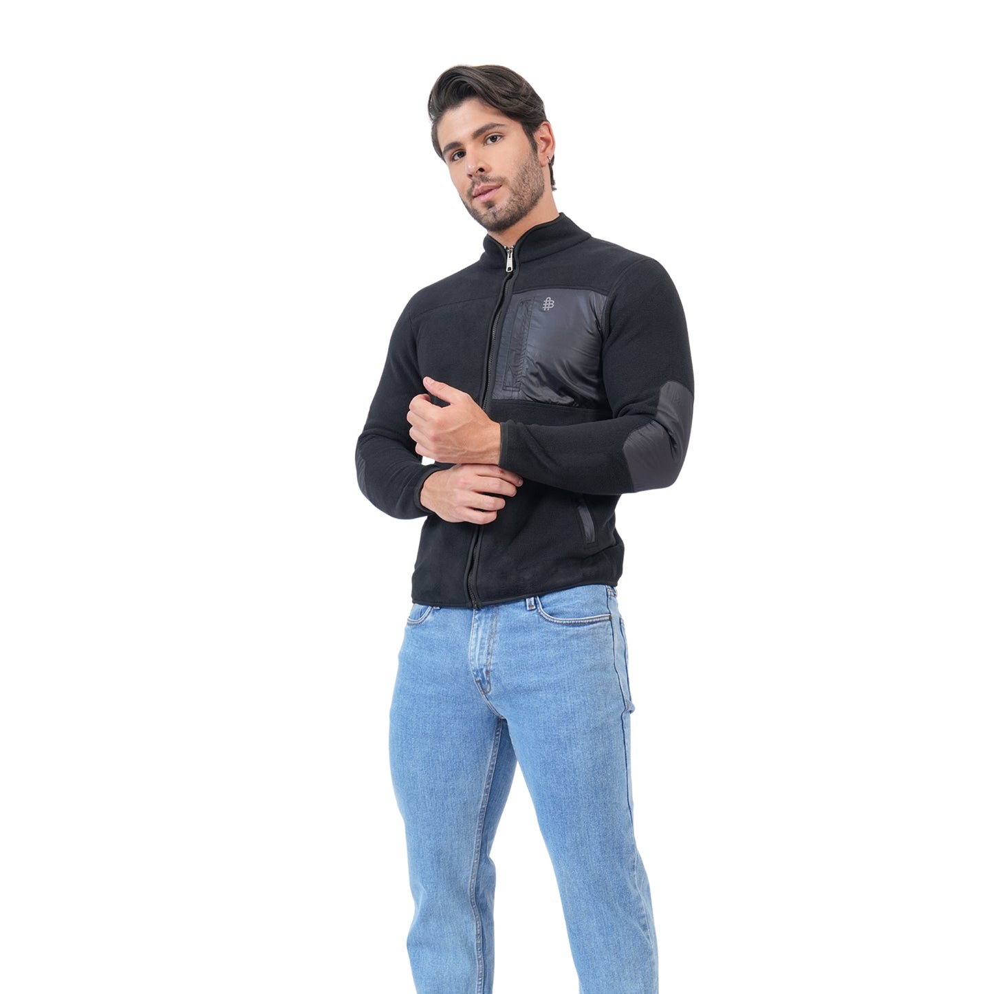 Men’s Full Zip Winter Sweatshirt Jacket (Black)