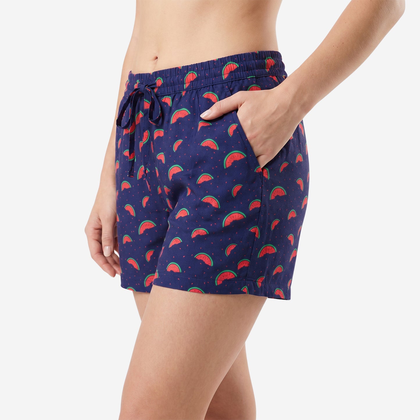 Women Watermelon Print Rayon Loungewear Set - (Blue)