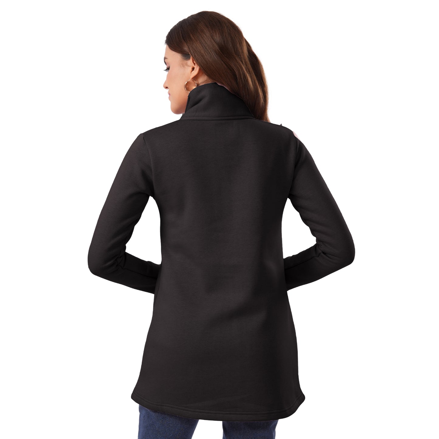 Women Winter High Neck Long Coat (Anthra Grey)