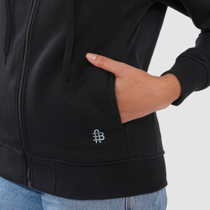 Women's Solid Zipper Hooded Sweatshirt
