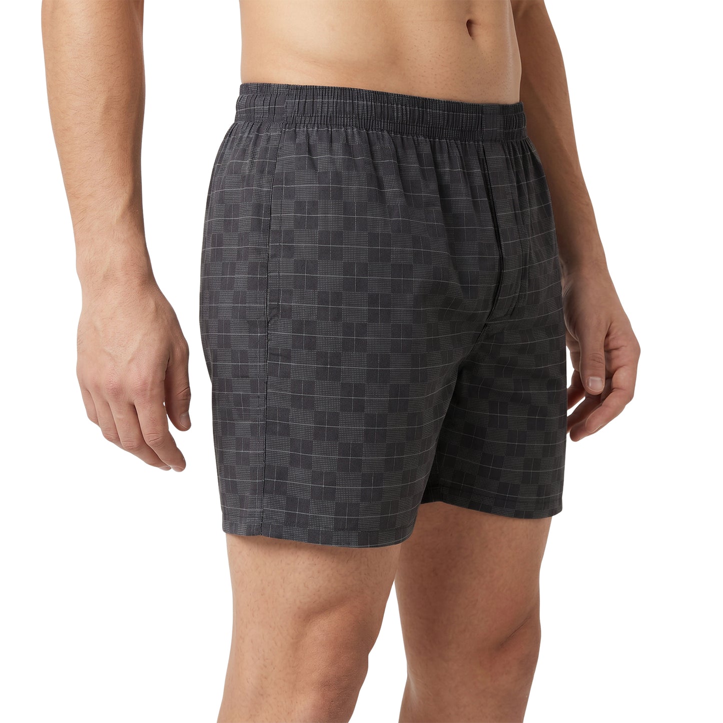 Men’s 100% Cotton Printed Mid-Rise Boxer Shorts - (Dk.Grey)