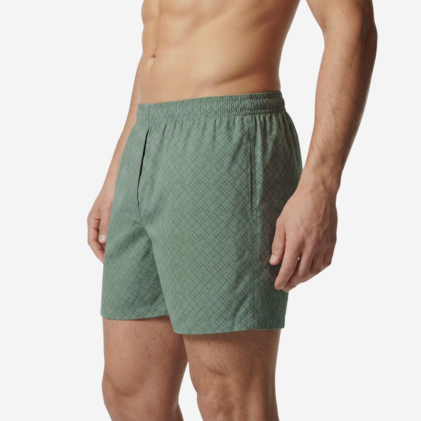 Men’s 100% Cotton Printed Mid-Rise Boxer Shorts - (Sage Green)