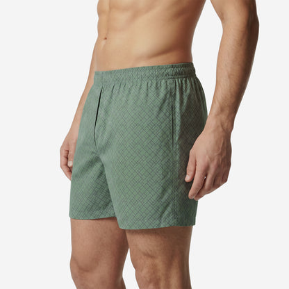 Men’s 100% Cotton Printed Mid-Rise Boxer Shorts - (Sage Green)