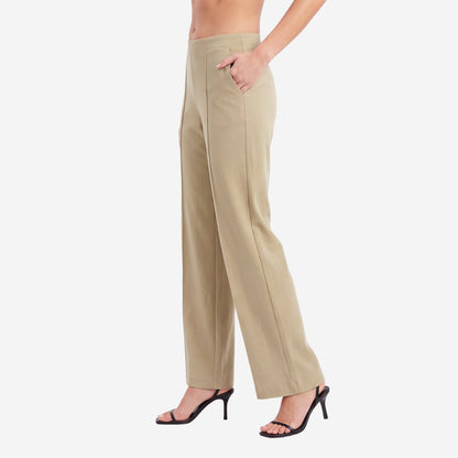 Women High Waist Straight Fit Korean Pants (Khaki)