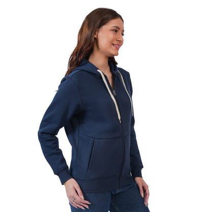 Women’s Zipper Hooded Winter Sweatshirt (Blue)