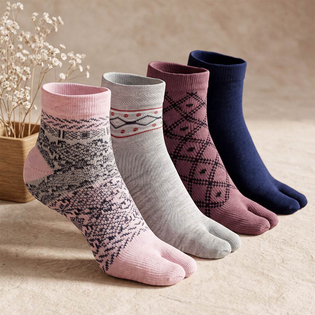 Woolen Ankle thumb Socks for Women- Pack of 4