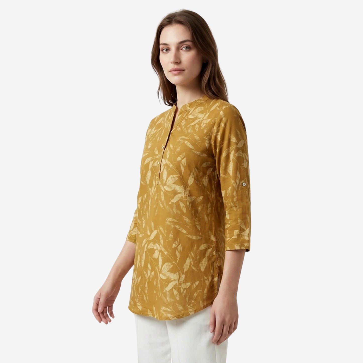 Mustard Women Floral Printed Short Kurti – Stylish & Comfortable (Pack of 1)