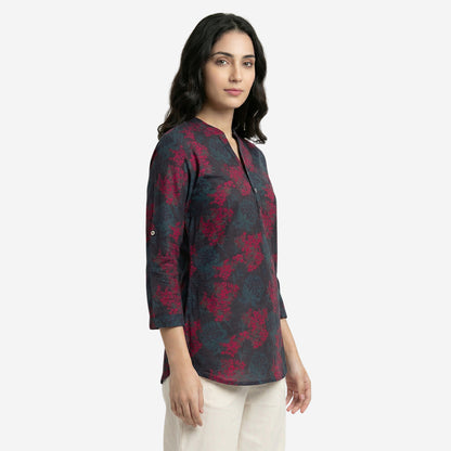 Grey Women Floral Printed Short Kurti – Stylish & Comfortable (Pack of 1)