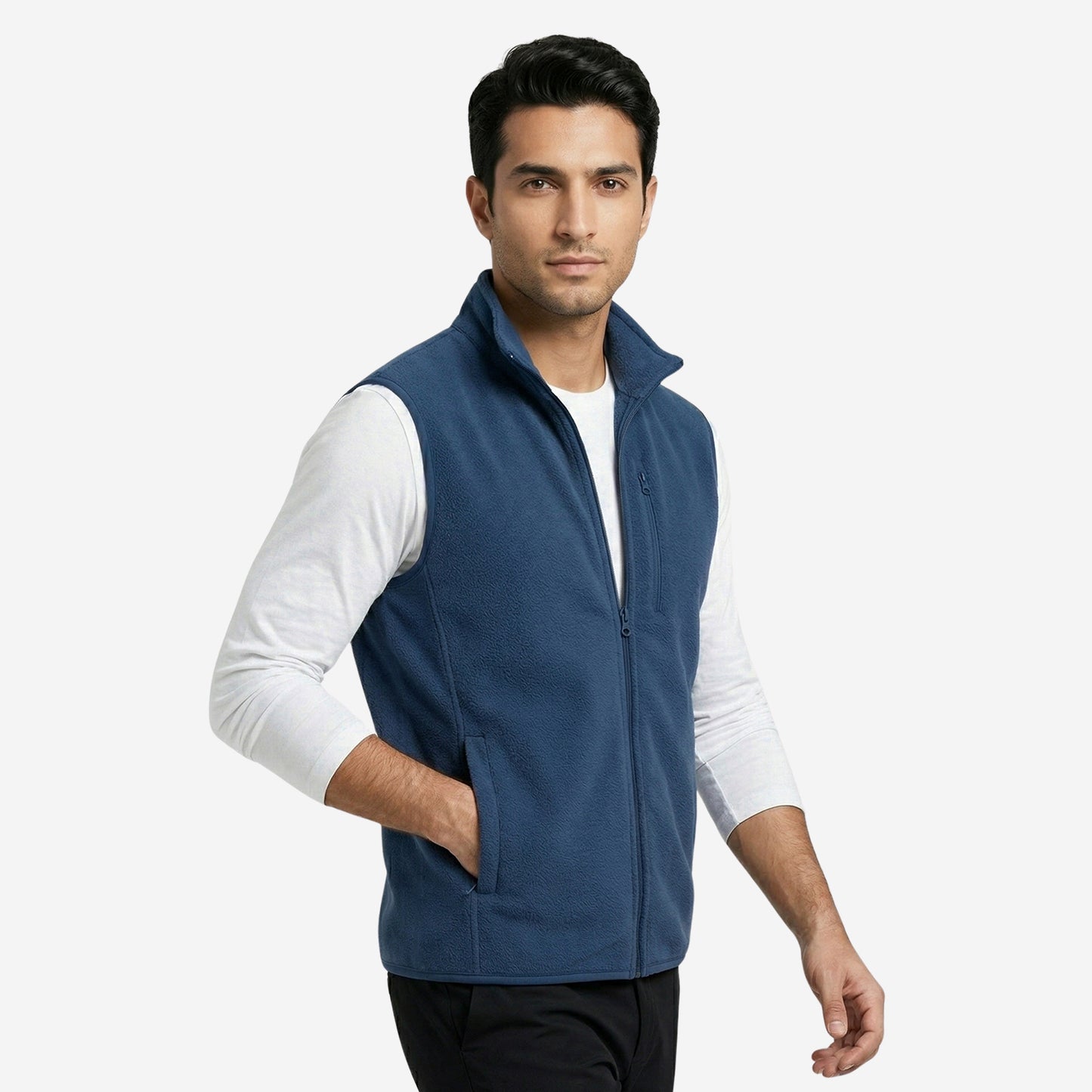 Men’s Navy Sleeveless Polar Jacket (Pack of 1)