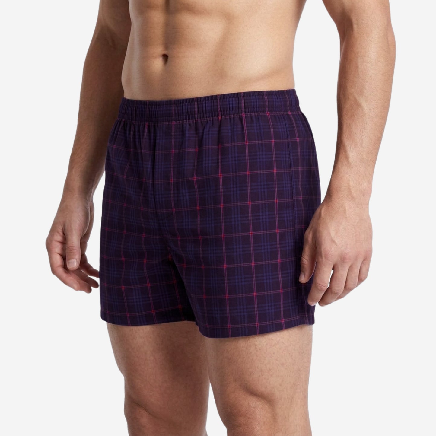 Men’s 100% Cotton Printed Mid-Rise Boxer Shorts - (Purple)