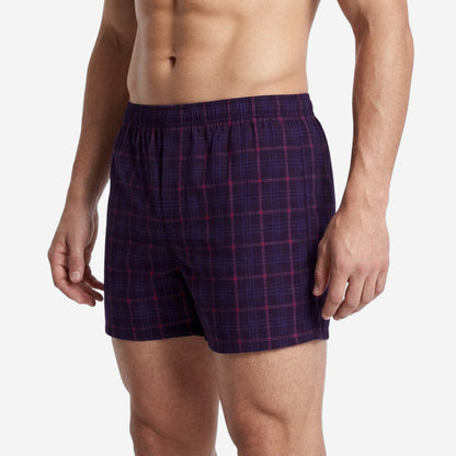 Men’s 100% Cotton Printed Mid-Rise Boxer Shorts - (Purple)