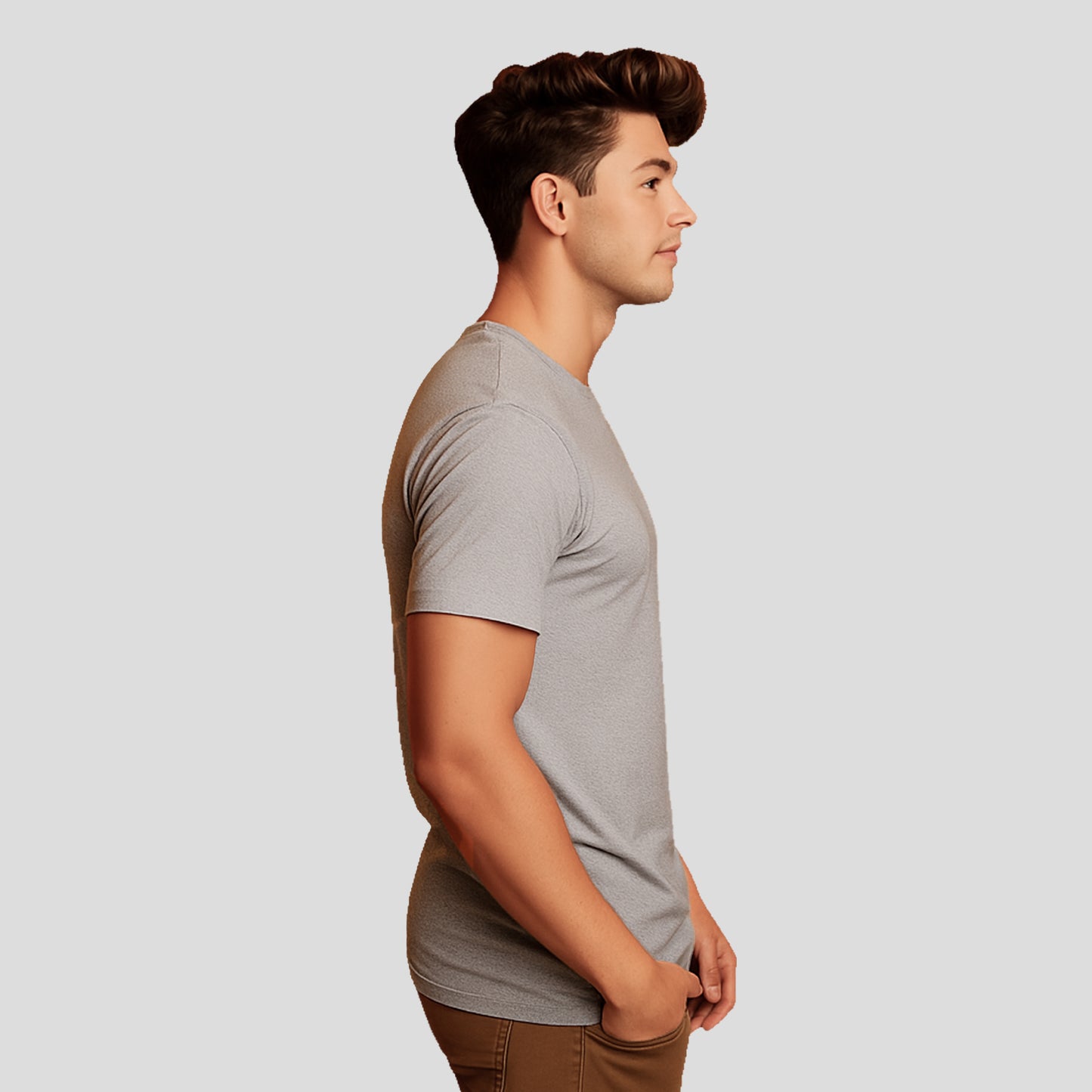 Bontact BOOT CAMP Round-Neck Half Sleeve T-Shirt (Lt.Grey)
