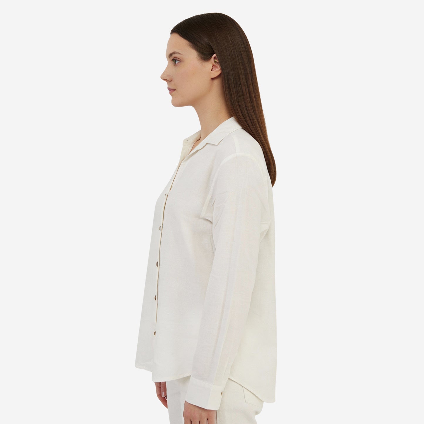 Women Linen Comfort Shirt - (Ivory)