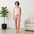 Women Regular Fit Red & Pink Cotton Boxer Shorts