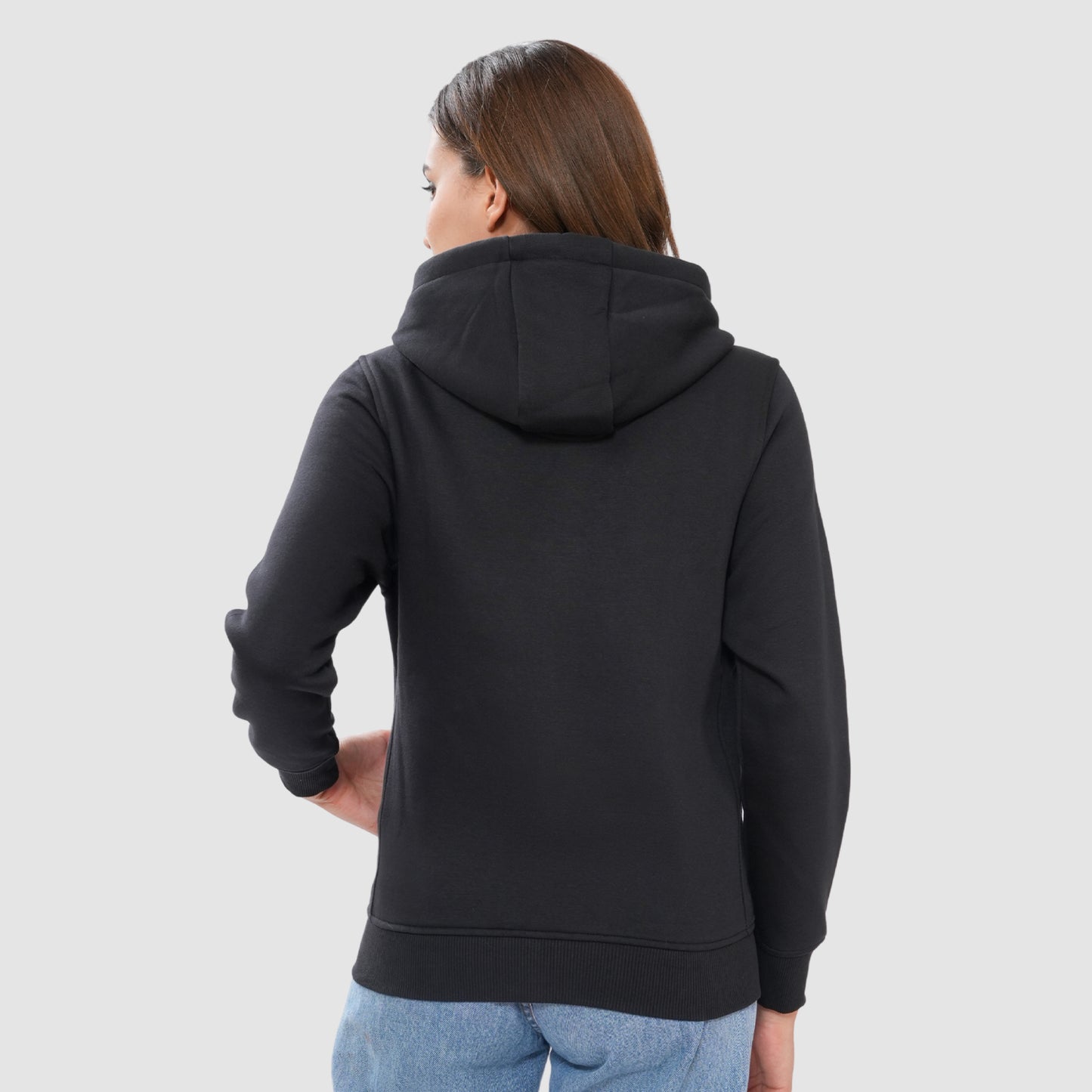 Women's Solid Zipper Hooded Sweatshirt