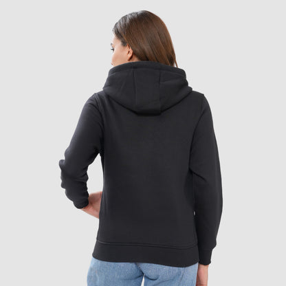 Women's Solid Zipper Hooded Sweatshirt