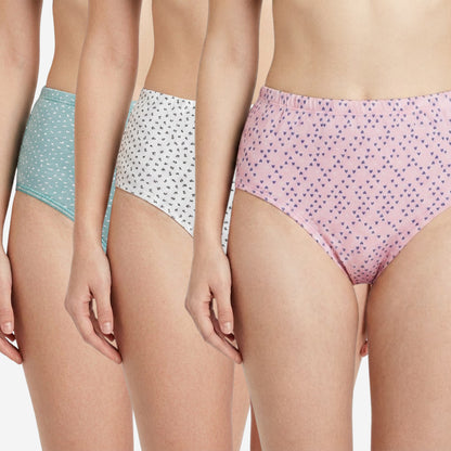 Women's Cotton Mid-Waist Full Coverage Printed Hipster Panties - (Pack of 3)