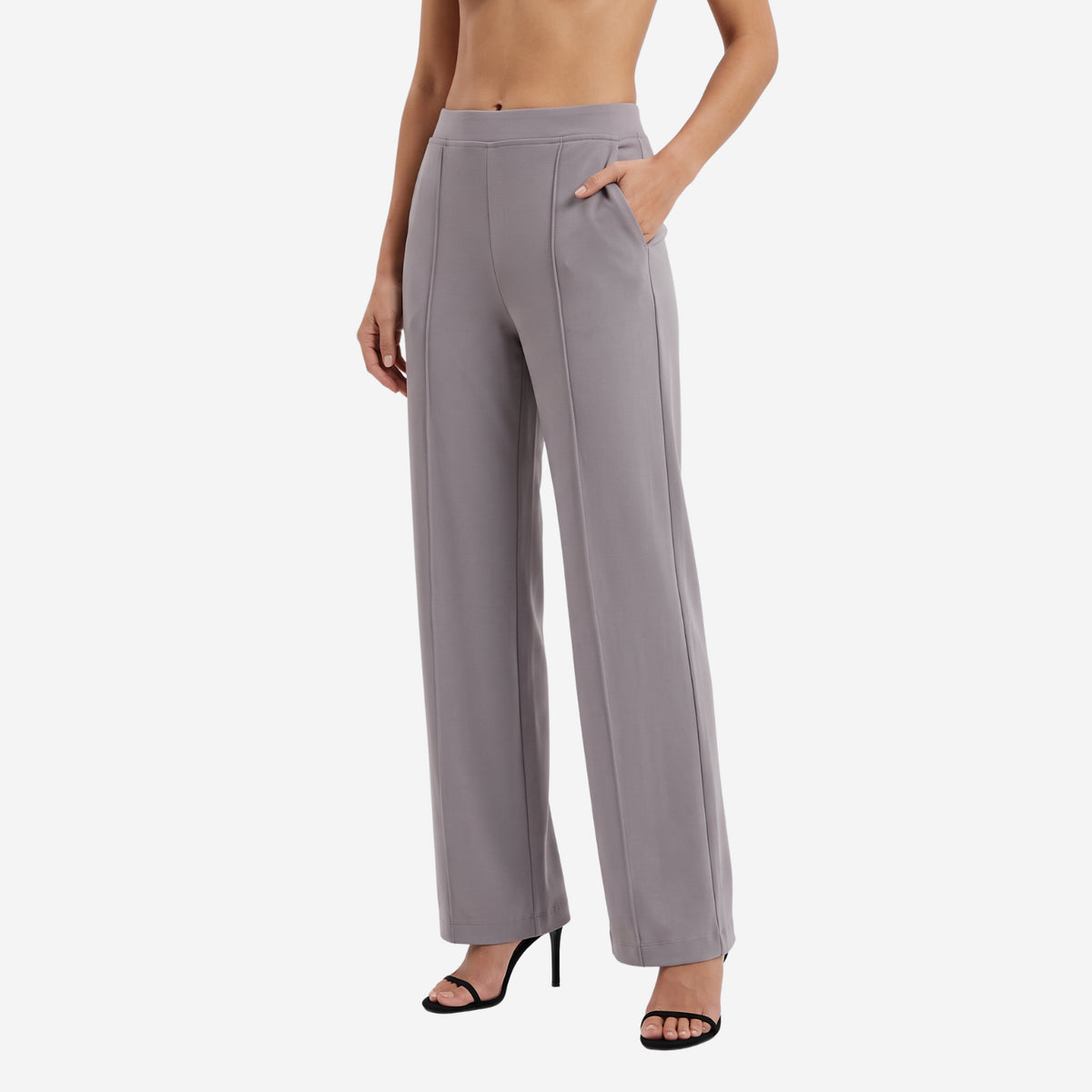 Women High Waist Straight Fit Korean Pants (Lilac)