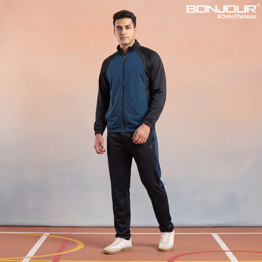 Bonjour Men's Polyester Winter Tracksuit Set Jacket