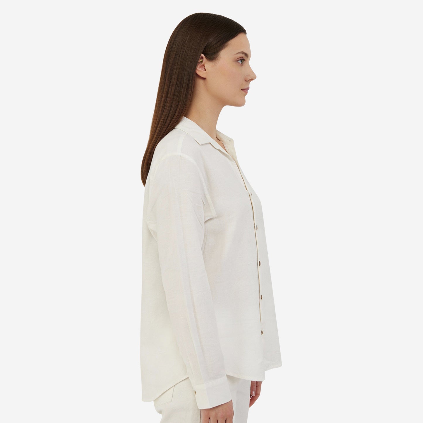 Women Linen Comfort Shirt - (Ivory)
