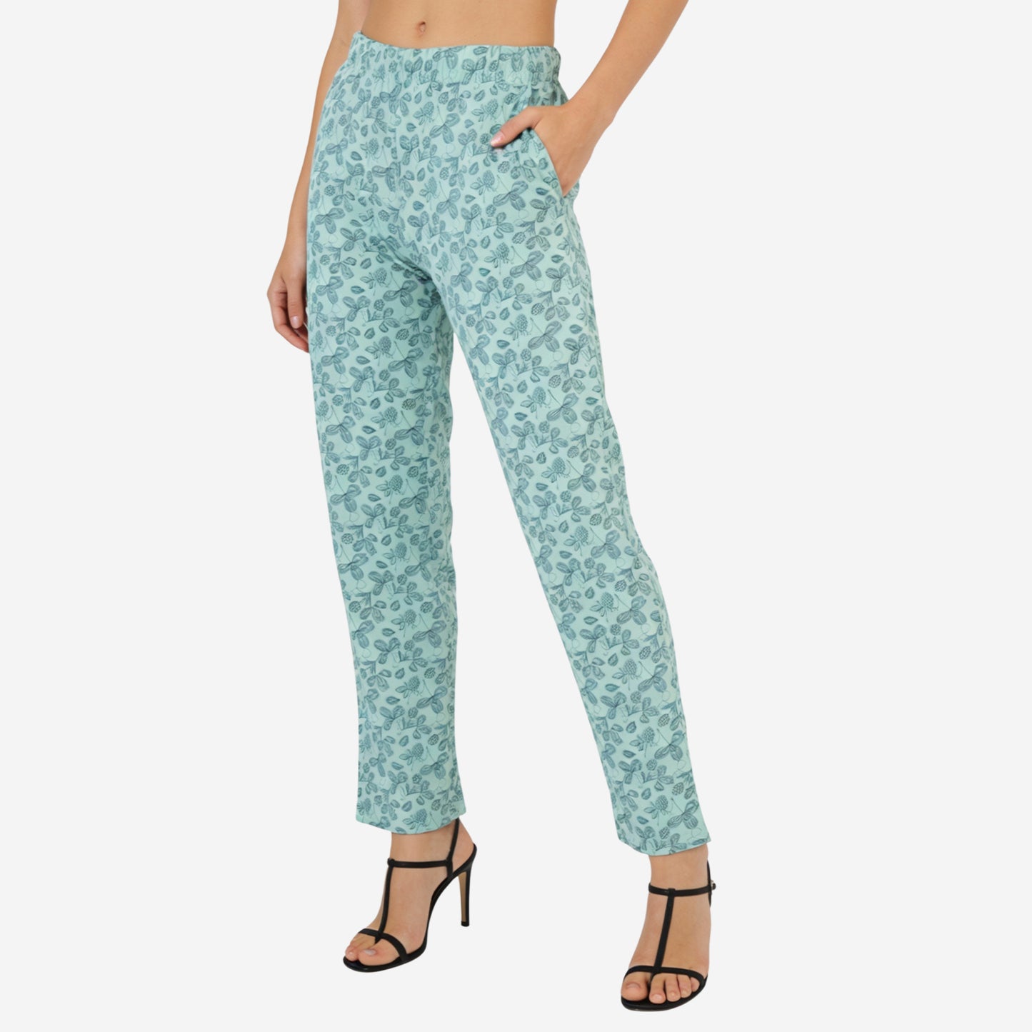 Women Printed Relaxed-Fit Lower - Aruba Blue
