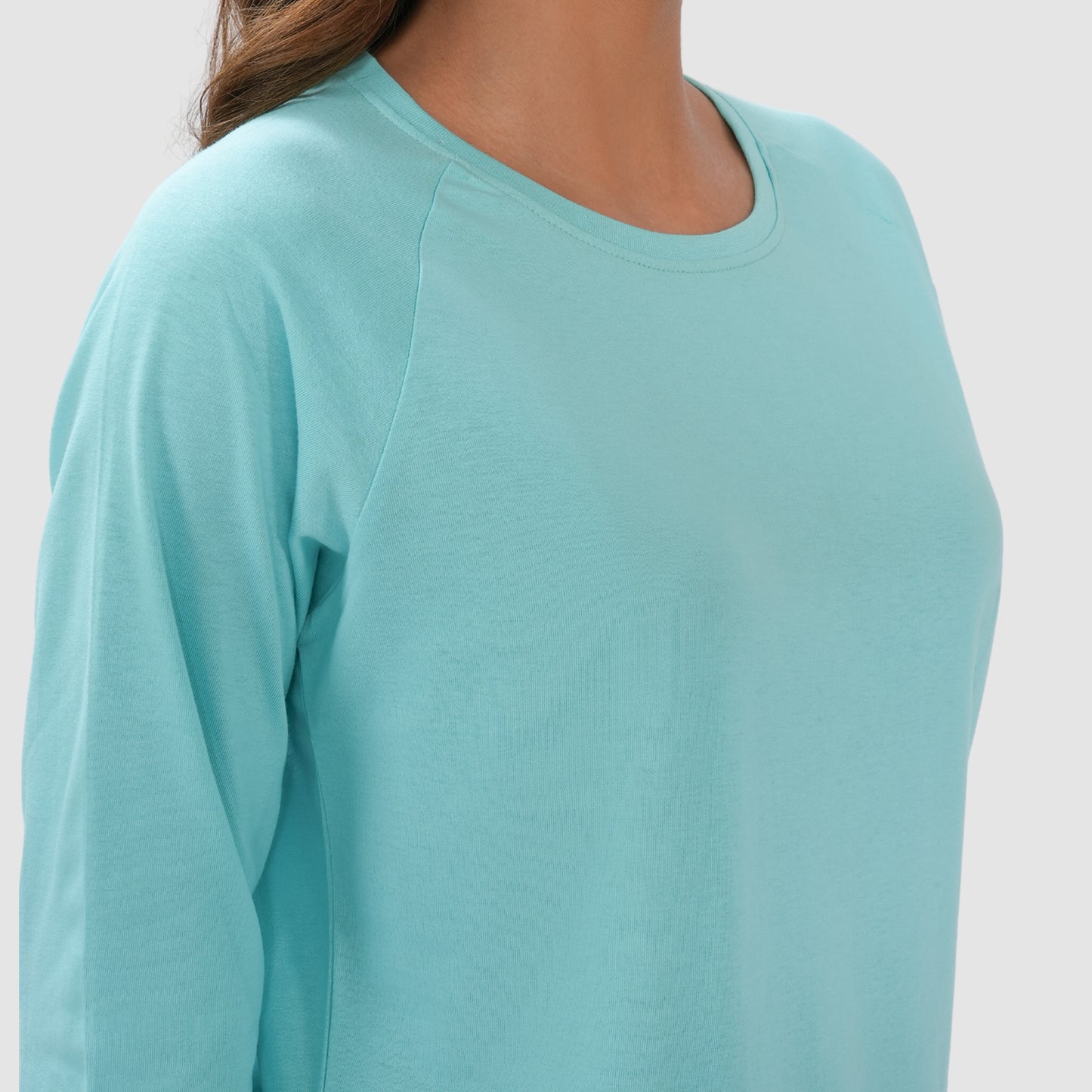 Women Round Neck Lounge Wear Printed Tee- Comfort Fit - Aruba blue